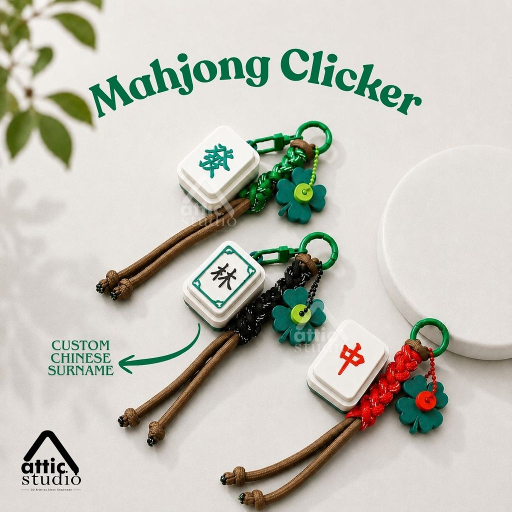 Mahjong Clicker Custom Mahjong Tile Keychain Fidget Clicker 3D Print Gantungan Kunci Mahjong