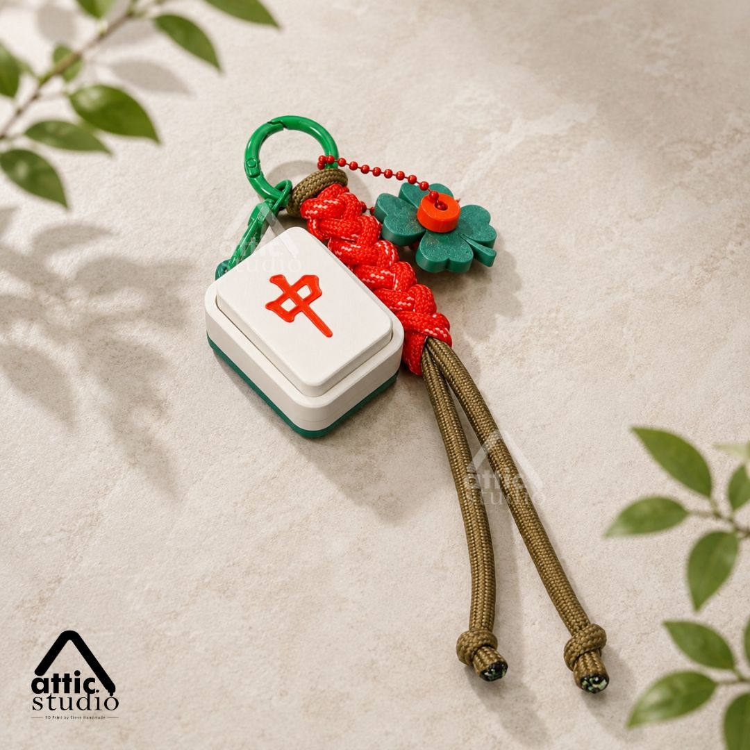 Mahjong Clicker Custom Mahjong Tile Keychain Fidget Clicker 3D Print Gantungan Kunci Mahjong