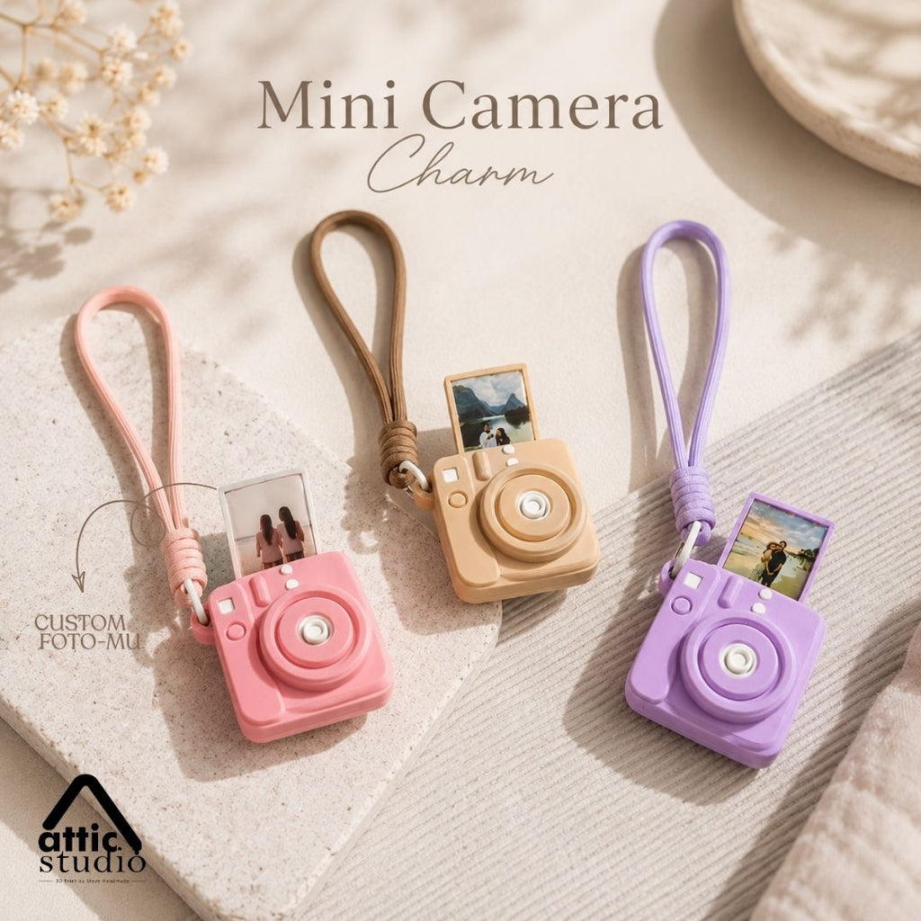 Mini Camera Clicker Keychain Custom Foto | Gantungan Tas Kamera Interaktif 6 Warna