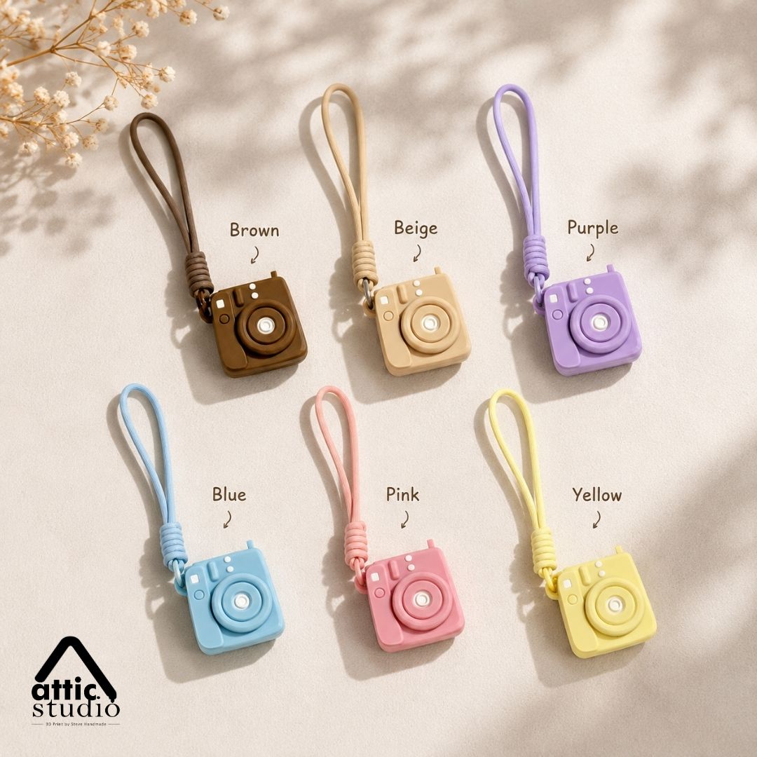Mini Camera Clicker Keychain Custom Foto | Gantungan Tas Kamera Interaktif 6 Warna